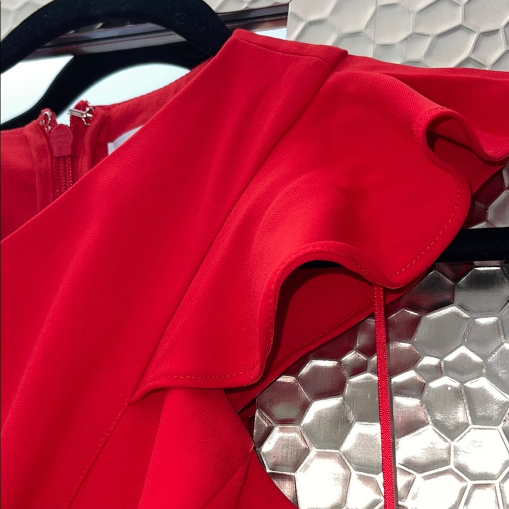 Adelyn Rae Red Asymmetrical Ruffled Cocktail Dress - Picture 6 of 7